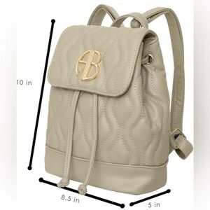 Alexis Bendel Taupe Vegan Quilted Leather Backpack